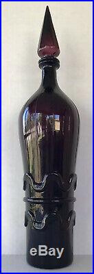 MCM Vintage Genie Bottle Decanter Rossini Empoli Italy Purple Amethyst 19