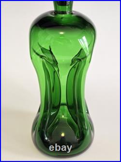 MCM Vintage KLUK KLUK Style Swedish Green Glass Decanter 13 TALL