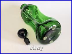 MCM Vintage KLUK KLUK Style Swedish Green Glass Decanter 13 TALL