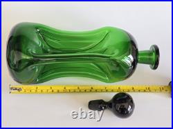 MCM Vintage KLUK KLUK Style Swedish Green Glass Decanter 13 TALL