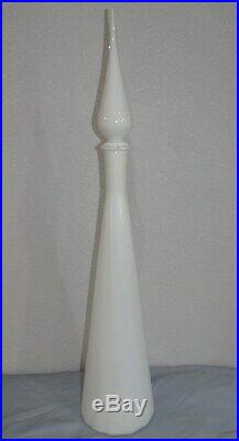 MCM Vtg Italian Empoli White Cased Glass Huge 29 Decanter Genie Bottle Flame