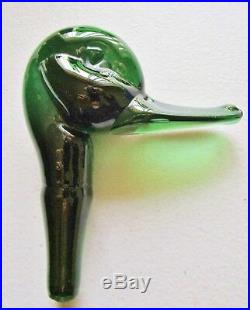 MID CENTURY 1950s VINTAGE ITALIAN GREEN ART GLASS DUCK GENIE BOTTLE DECANTER