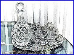 Magnificent Vintage Crystal Set Wine Decanter & Glasses Plus Tray C 1960's