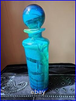 Mdina signed 11 inch decanter with stopper vintage