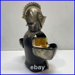 Medieval Knight Barware. 16in Tall Decanter & Glasses Vintage Barware Set