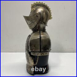 Medieval Knight Barware. 16in Tall Decanter & Glasses Vintage Barware Set