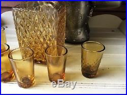 Metal Medieval Knight Decanter Set Vintage Barware Bottle, 6 Shot Glasses Japan