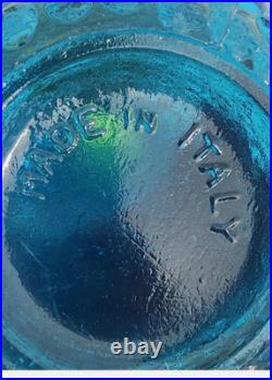 Mid Century Genie Bottle Decanter Empoli Italian Wax Drip Blue