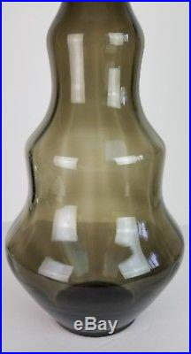 Mid Century Modern Decanter Gray Smoke Stopper Empoli Optic Vtg Bottle 26