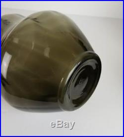 Mid Century Modern Decanter Gray Smoke Stopper Empoli Optic Vtg Bottle 26