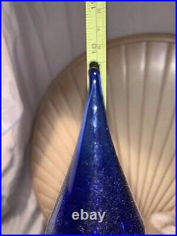 Mid-Century Modern Empoli Cobalt Blue Glass Genie Bottle Decanter 18 Vintage