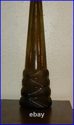 Mid-Century Modern Empoli Smoke Glass Genie Bottle Decanter 26 Vintage Italian