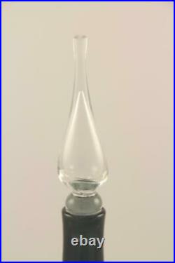 Mid Century Vintage Blenko Smoke Charcoal Decanter Genie Bottle Crystal Stopper