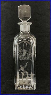 Mid century vintage Orrefors Nils Landburg Romeo & Juliet art glass decanter