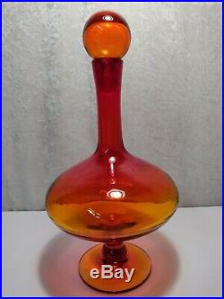 Mid to Late Century Blenko Amberina Tangerine Large Glass Vintage Decanter