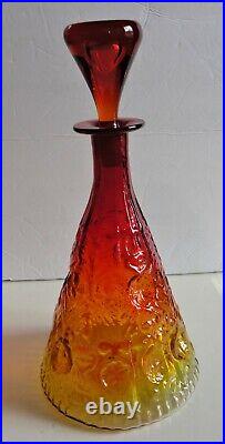 Midcentury Modern Blenko Amberina Glass Joel Myers 6924 Decanter Flame Stopper