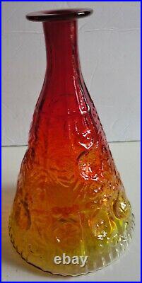 Midcentury Modern Blenko Amberina Glass Joel Myers 6924 Decanter Flame Stopper