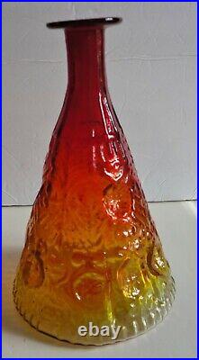 Midcentury Modern Blenko Amberina Glass Joel Myers 6924 Decanter Flame Stopper