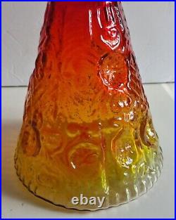 Midcentury Modern Blenko Amberina Glass Joel Myers 6924 Decanter Flame Stopper