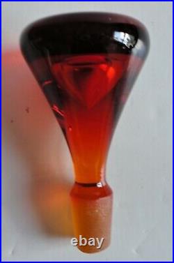 Midcentury Modern Blenko Amberina Glass Joel Myers 6924 Decanter Flame Stopper