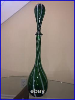 Monumental Vtg MCM Empoli Murano Glass Genie Bottle Decanter Stopper 25