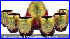 Murano-Glass-Decanter-Set-With-Six-Wine-Glasses-Tumblers-24k-Gold-Leaf-Red-01-ehr