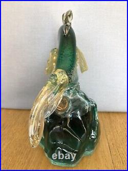 Murano Venetian Glass GIROLAMO LUXARDO Wine Fish Decanter Emerald Green VTG 1969