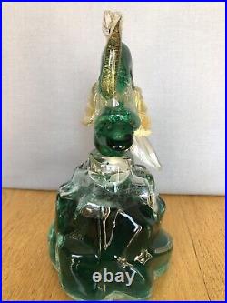 Murano Venetian Glass GIROLAMO LUXARDO Wine Fish Decanter Emerald Green VTG 1969