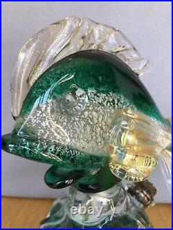 Murano Venetian Glass GIROLAMO LUXARDO Wine Fish Decanter Emerald Green VTG 1969