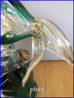 Murano Venetian Glass GIROLAMO LUXARDO Wine Fish Decanter Emerald Green VTG 1969