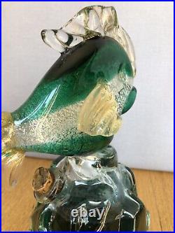 Murano Venetian Glass GIROLAMO LUXARDO Wine Fish Decanter Emerald Green VTG 1969