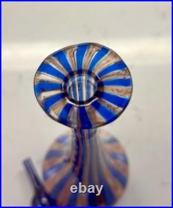 Murano Vintage-MCM Blue & Red Zanfirico Latticino Venetian Glass 16 Decanter