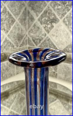 Murano Vintage-MCM Blue & Red Zanfirico Latticino Venetian Glass 16 Decanter