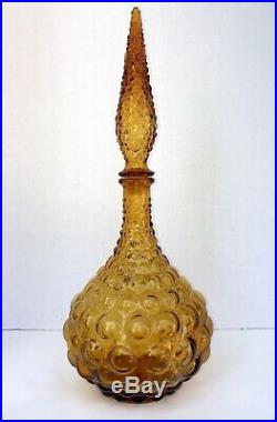 NICE Genie Bottle Decanter Mid Century Amber Glass Empoli Made in Italy Vintage