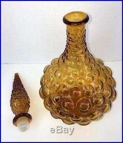 NICE Genie Bottle Decanter Mid Century Amber Glass Empoli Made in Italy Vintage