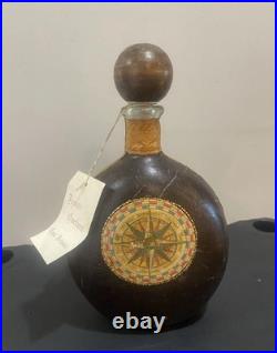 NWT 1960s Vintage Leather Wrapped Ship Italian Fausto Corduri Decanter RARE