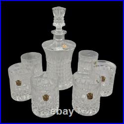 Nachtmann Bleikristal Crystal Set Whiskey Decanter 6 Tumblers Glass Vtg Barware