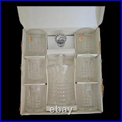 Nachtmann Bleikristal Crystal Set Whiskey Decanter 6 Tumblers Glass Vtg Barware