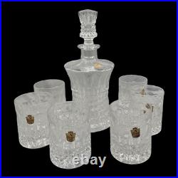 Nachtmann Bleikristal Crystal Set Whiskey Decanter 6 Tumblers Glass Vtg Barware