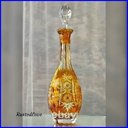 Nachtmann Decanter Traube Amber Cut to Clear German Vintage Gold Decanter READ