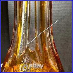 Nachtmann Decanter Traube Amber Cut to Clear German Vintage Gold Decanter READ