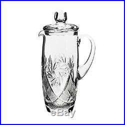 Neman Glassworks, 34-Oz Russian Crystal Pitcher, Vintage Glass Beverage Carafe