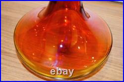 Nice Vintage Mid Century BLENKO Glass Decanter tangerine HAND CRAFT H 12.2 inch