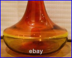 Nice Vintage Mid Century BLENKO Glass Decanter tangerine HAND CRAFT H 12.2 inch