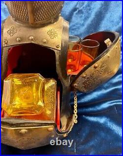 Nikka Vintage Knight Armor Bar Glass Decanter Set 5 Glasses Made In Japan