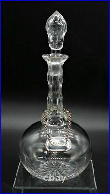 Ntique stand, 3 decanters in glass silverplate Victorian 19th century