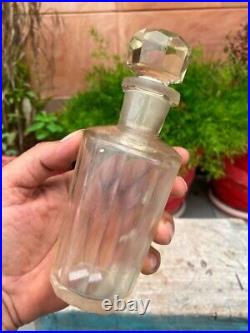 Old Vintage Glass Solid Whiskey Decanter Perfume Bottle With Lid Empty Bottle