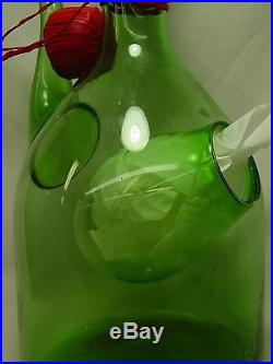 Old Vtg Green Glass Wine Decanter Handmade Italy Italian Bottle Pitcher Stopper