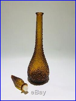 Orange Amber genie bottle decanter 1960s glass mcm vintage medium Italy