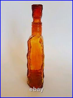 Orange /Red (Amberina) Vintage Italian Empoli Bark Glass Genie Bottle Decanter
